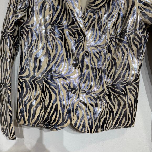 Bamboo Traders Silver Zebra Open Front Blazer Sz M - Picture 4 of 13